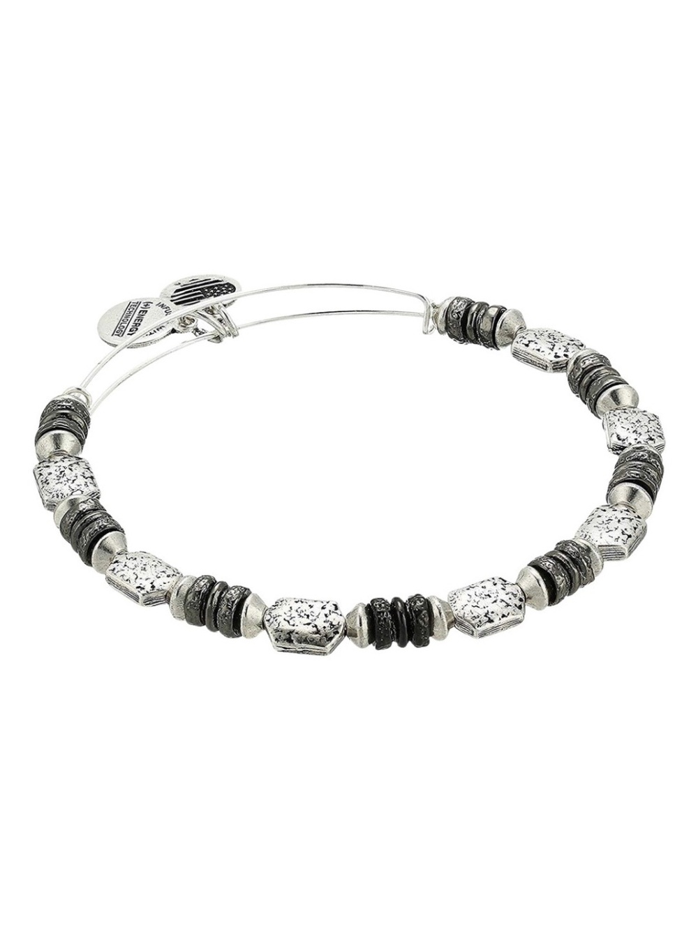 NWT! NIP! Alex and Ani Two Tone Luster Beaded Bangle Bracelet - Silver
